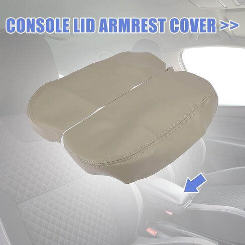 X AUTOHAUX Pair Car Center Console Lid Armrest Seat Box Cover Protector Replacement Microfiber Leather for Acura MDX 2007-2013 Beige in Saudi Arabia