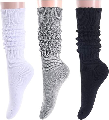 جوارب Zmart Slouch للنساء جوارب Scrunch للفتيات، جوارب سوداء بيضاء في الثمانينيات، جوارب سميكة رمادية in Saudi Arabia