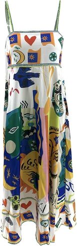 Yuemengxuan Women Boho Beach Flowy Dress Y2k Spaghetti Strap Sleeveless Smocked A-line Swing Maxi Dress Vacation Sundress in Saudi Arabia