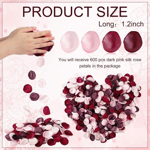 AnyDesign 600Pcs Silk Rose Blush Pink Flower Petals Artificial Scatter Flowers for Bridal Shower Romantic Night Wedding Aisle Table Centerpieces Decorations in Saudi Arabia