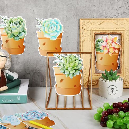 60 Pieces Potted Succulents Cut-Outs Watercolor Succulents Cutouts 12 Styles Succulents Accents Decor Succulent Bulletin Board Paper-Cuts Classroom Wall Party Decoration with 100 Glue Point Dots in Saudi Arabia