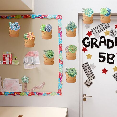 60 Pieces Potted Succulents Cut-Outs Watercolor Succulents Cutouts 12 Styles Succulents Accents Decor Succulent Bulletin Board Paper-Cuts Classroom Wall Party Decoration with 100 Glue Point Dots in Saudi Arabia