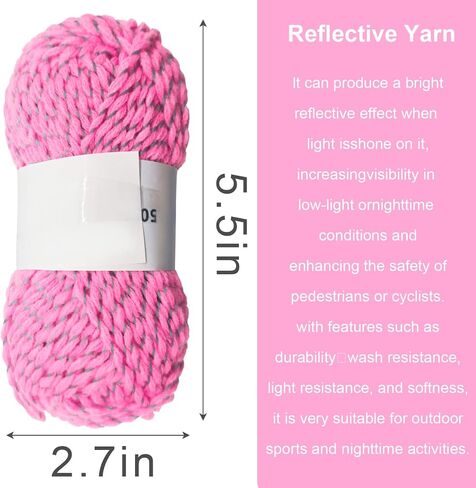 4pcs Reflective Yarn,Sparkle Yarn,Silver Yarn,for Crafts Glow in The Dark Yarn for Crochet for Reflective High Visibility Warm Winter Loop Reflective Hat.(50g, 55 Yards) (Black) in Kuwait
