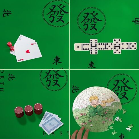 Mahjong Mat, Anti Slip and Noise Reduction Table Cover for Mahjong, Poker, Card Games, Board Games, Slip Resistant Mat(Green) (100cm（39.37in）) in Kuwait