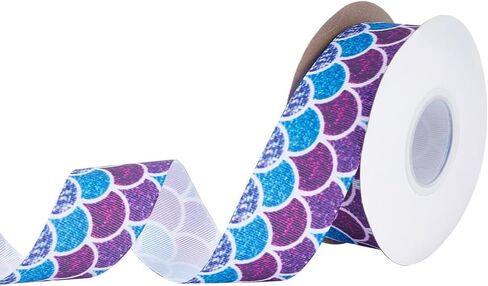 MAYJOYDIY Mermaid Scales Ribbon Fish Scale Grosgrain Ribbon 1.5inch×20 Yards Colorful Fabric Ribbons Polyester Ribbon for Clothes Bags Hats Party Decor Gift Wrapping Invitation Cards Decor in Saudi Arabia