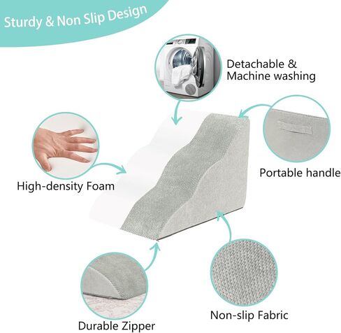 Dog Stairs for Small Dogs, 9" 2 Tiers Pet Stairs for High Beds and Couch, Density Foam Durable Ramp with Non-Slip Fabric Cover for Puppy, Cats in Saudi Arabia
