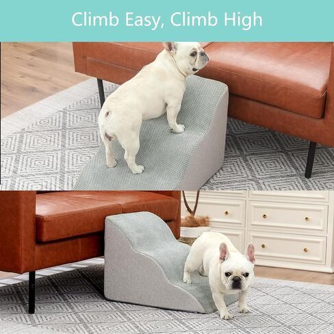 Dog Stairs for Small Dogs, 9" 2 Tiers Pet Stairs for High Beds and Couch, Density Foam Durable Ramp with Non-Slip Fabric Cover for Puppy, Cats in Saudi Arabia