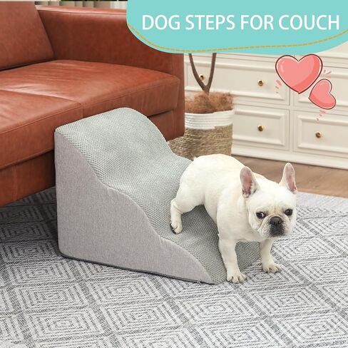 Dog Stairs for Small Dogs, 9" 2 Tiers Pet Stairs for High Beds and Couch, Density Foam Durable Ramp with Non-Slip Fabric Cover for Puppy, Cats in Saudi Arabia