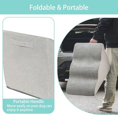 Dog Stairs for Small Dogs, 9" 2 Tiers Pet Stairs for High Beds and Couch, Density Foam Durable Ramp with Non-Slip Fabric Cover for Puppy, Cats in Saudi Arabia