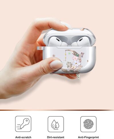 غطاء حماية JIAXIUFEN لهاتف Airpods Pro الجيل الثاني بتصميم زهرة لامعة ذهبية اللون واقٍ من مادة TPU للنساء والفتيات مع سلسلة مفاتيح متوافقة مع AirPods Pro 2019/Pro 2 Gen 2022، Gold Moon in Kuwait