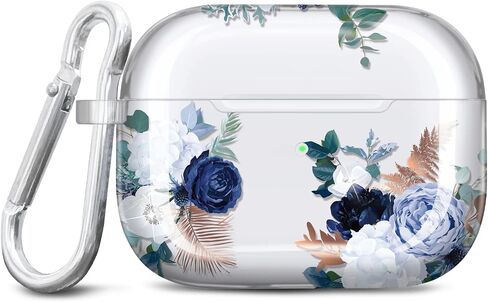 غطاء حماية JIAXIUFEN لهاتف Airpods Pro الجيل الثاني بتصميم زهرة لامعة ذهبية اللون واقٍ من مادة TPU للنساء والفتيات مع سلسلة مفاتيح متوافقة مع AirPods Pro 2019/Pro 2 Gen 2022، Gold Moon in Kuwait