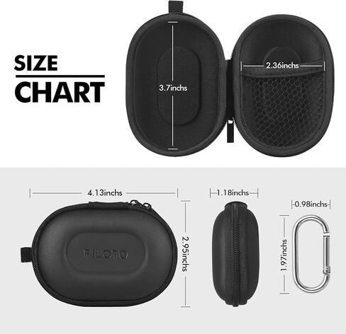 حافظة سماعات الأذن، حافظة AirPods Pro الجيل الثاني /3/2/1، حقيبة حمل محمولة، حقيبة تخزين صغيرة، منظم ملحقات سماعات الأذن، غطاء صلب مقاوم للصدمات من مادة EVA مع مشبك حلقة تسلق (أسود) in Saudi Arabia