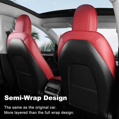 Tesla Model 3 Car Seat Covers Nappa Leather Car Interior Seat Airbag Compatible Cushion Cover Full Set Custom Fit 2023 2022 2021 2020 2019 2018, Nappa Black in Saudi Arabia