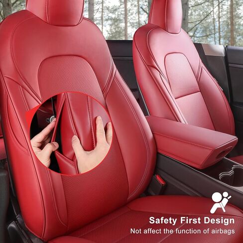 Tesla Model 3 Car Seat Covers Nappa Leather Car Interior Seat Airbag Compatible Cushion Cover Full Set Custom Fit 2023 2022 2021 2020 2019 2018, Nappa Black in Saudi Arabia