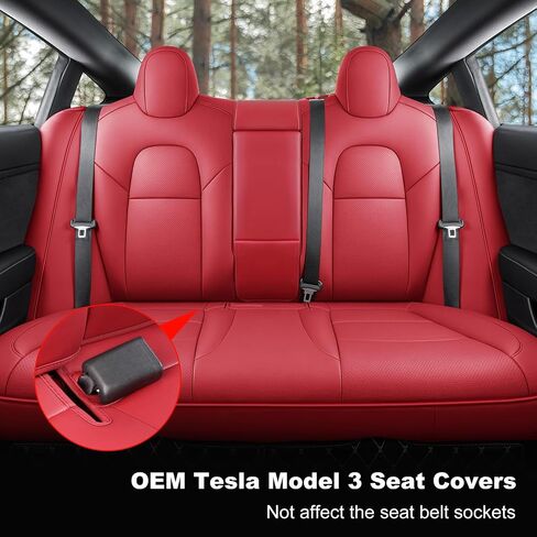Tesla Model 3 Car Seat Covers Nappa Leather Car Interior Seat Airbag Compatible Cushion Cover Full Set Custom Fit 2023 2022 2021 2020 2019 2018, Nappa Black in Saudi Arabia