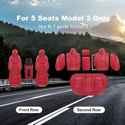 Tesla Model 3 Car Seat Covers Nappa Leather Car Interior Seat Airbag Compatible Cushion Cover Full Set Custom Fit 2023 2022 2021 2020 2019 2018, Nappa Black in Saudi Arabia