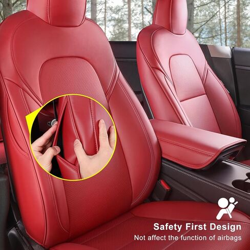 Tesla Model 3 Car Seat Covers Nappa Leather Car Interior Seat Airbag Compatible Cushion Cover Full Set Custom Fit 2023 2022 2021 2020 2019 2018, Nappa Black in Saudi Arabia
