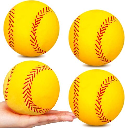 Gerrii 4 Pcs Plush Softball Pillow 4.8 Inch Fluffy Plush Stuffed Throw Pillow for Playing Catch Sports Playtime Softball Plush Stuffed Softball Gift Home Room Decor in Saudi Arabia
