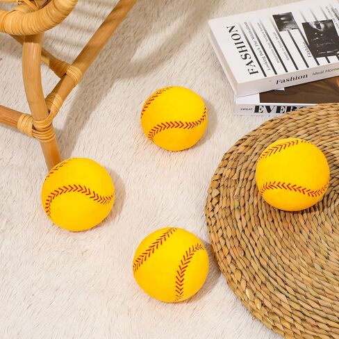 Gerrii 4 Pcs Plush Softball Pillow 4.8 Inch Fluffy Plush Stuffed Throw Pillow for Playing Catch Sports Playtime Softball Plush Stuffed Softball Gift Home Room Decor in Saudi Arabia