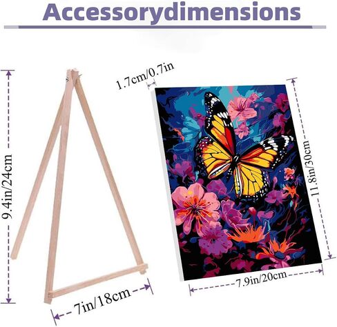 ijbnhd Paint by Numbers Kit for Adults Beginner with Framed Canvas - with Wooden Easel, Cute Butterfly DIY Oil Painting, with Acrylic Paints Brushes Nice Gift Box 8x12in in Saudi Arabia