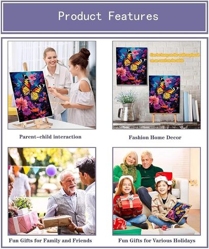 ijbnhd Paint by Numbers Kit for Adults Beginner with Framed Canvas - with Wooden Easel, Cute Butterfly DIY Oil Painting, with Acrylic Paints Brushes Nice Gift Box 8x12in in Saudi Arabia