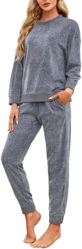 HEARTNICE Womens Pajamas Set Lightweight Fleece Soft Loungewear Pjs for Women Cozy Sleepwear with Jogger Pants 2 Piece Long in Saudi Arabia