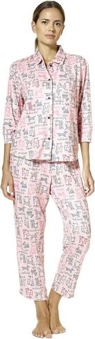 HUE Women's Brushed Loose Knit Button Up Shirt and Pant 2 Piece Pajama Set in Saudi Arabia