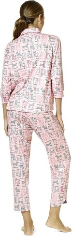 HUE Women's Brushed Loose Knit Button Up Shirt and Pant 2 Piece Pajama Set in Saudi Arabia