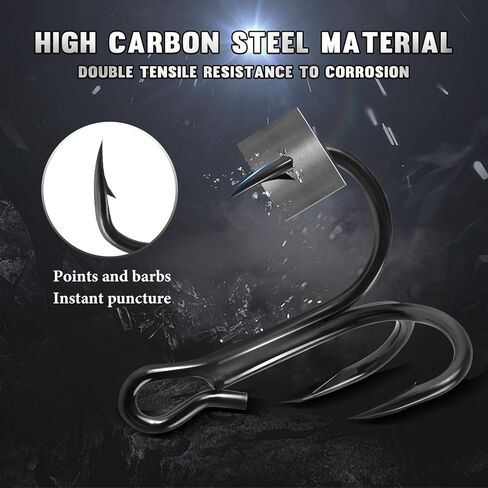 QualyQualy Fishing Hooks Treble Hooks Open Eye Hooks Kit for Saltwater Freshwater, High Carbon Steel Hooks Strong Sharp Fishing Hooks for Catfish Trout Hard Baits Lures Fishing 25Pcs in Saudi Arabia
