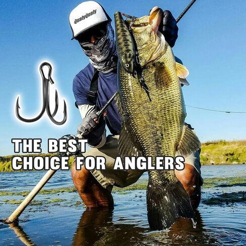 QualyQualy Fishing Hooks Treble Hooks Open Eye Hooks Kit for Saltwater Freshwater, High Carbon Steel Hooks Strong Sharp Fishing Hooks for Catfish Trout Hard Baits Lures Fishing 25Pcs in Saudi Arabia