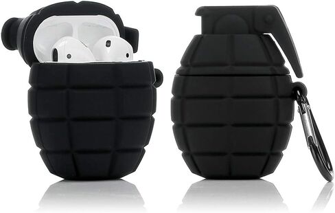 حافظة من السيليكون متوافقة مع غطاء Apple Airpods 1&2 المضحك [تصميم قنبلة يدوية رائعة] (أخضر جيشي) in Kuwait