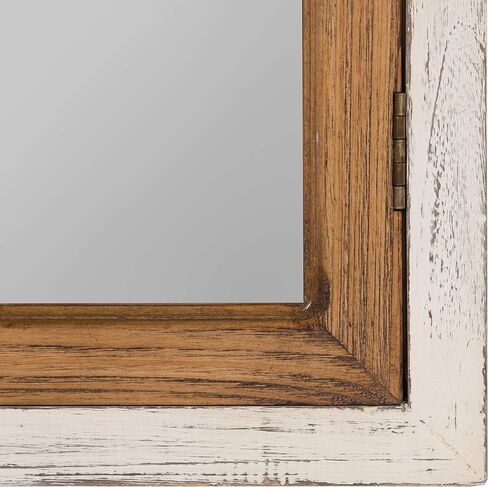 Kate and Laurel Boldmere Rustic Windowpane Arch Mirror, 28 x 44, Rustic Brown, Farmhouse Window Mirror for Wall in Saudi Arabia