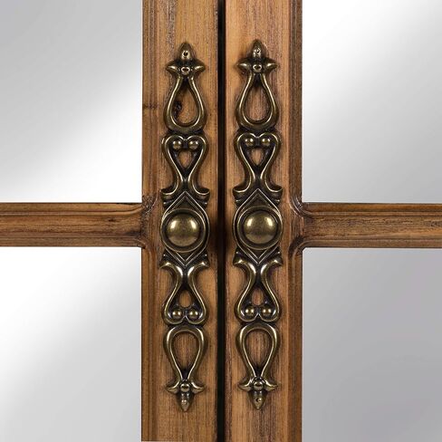 Kate and Laurel Boldmere Rustic Windowpane Arch Mirror, 28 x 44, Rustic Brown, Farmhouse Window Mirror for Wall in Saudi Arabia