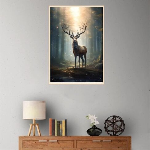 لوحة ماسية خماسية الأبعاد DIY، مجموعة طلاء ألماس على شكل الأيائل الغابة للبالغين، تطريز حجر الراين، فن الماس، هدية ديكور جدار المنزل، لوحة فنية مصنوعة يدويًا مقاس 12 × 16 بوصة in Kuwait