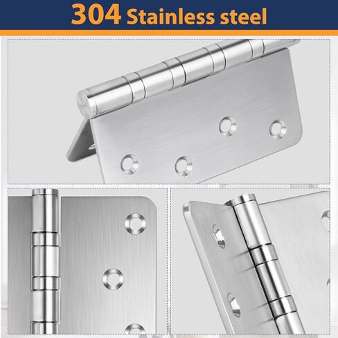Ball Bearing Door Hinges 4 inch x 4 inch 304 Stainless Steel Door Hardware 3 Pack 1/4-inch Radius Corner Door Hinges Interior Exterior Heavy Duty Hinges (Silver, 3 Pack) in Saudi Arabia