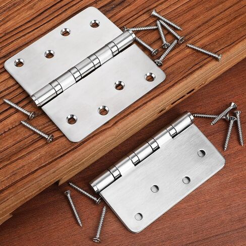 Ball Bearing Door Hinges 4 inch x 4 inch 304 Stainless Steel Door Hardware 3 Pack 1/4-inch Radius Corner Door Hinges Interior Exterior Heavy Duty Hinges (Silver, 3 Pack) in Saudi Arabia