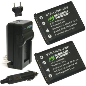 Wasabi Power Battery (2-Pack) and Charger for Nikon EN-EL10 and Nikon Coolpix S60, S80, S200, S210, S220, S230, S500, S510, S520, S570, S600, S700, S3000, S4000, S5100