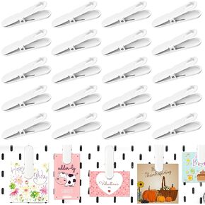 20Pcs Pegboard Accessories Clips, White Pegboard Clips Metal Pegboard Photo Clip, Pegboard Clips for Hanging Photos, Wall Organize Storage Kitchen Bathroom Living Room Office