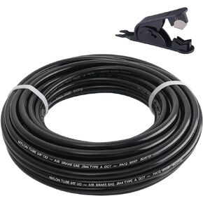100FT 1/8 DOT Air Line SAE J844 PA12 Nylon Air Hose with Cutter 1/8" OD Pneumatic Tubing DOT Approved 1/8 Air Brake Hose for Air Suspension Kit Truck Trailer Brake System & Fluid Transfer 30.5m
