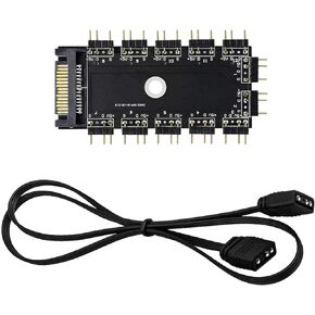 12 Way ARGB Splitter, 1 to 11 Ports 5V 3Pin RGB LED Splitter Hub with SATA Port