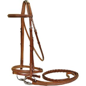Derby Originals Paris Tack Square Raised Fancy Stitched Leather English Bridle with Removable Flash and Laced Reins