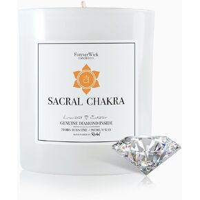 Foreverwick Solar Chakra Candle | Natural Soy Wax Jar Candle | Sandalwood Scented Candle | Citrine Crystal Candle Jar | Lead & Zinc Free Wick Candle Jar | 14 oz Organic Candle
