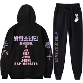 Dolpind KPOP Hoodie Love Yourself Sweater Suga Jimin Jung Kook Jhope Sweatshirt Pants 2pc Set