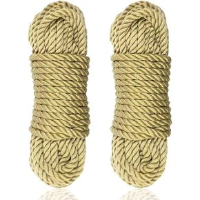 Multifunction Soft Cotton Rope - 16Ft/5M 2Pcs Durable All Purpose Craft Rope 8MM Thick Long Rope Natural Twisted Rope Cotton Cord for Decor, Pet Toys, Crafts, DIY, Hanging, Indoor Outdoor Use