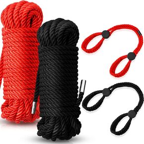 4 Pcs Soft Silk Rope Twisted Trim Cord Rope Nylon Trim String Rope Multipurpose Set Include 2 Pcs Skin Friendly Rope and 2 Pcs Adjustable Trim Rope Bracelets 32.81 ft Ankle Cuffs Ropes