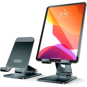 TOPGO Cell Phone Stand, [Stable & Height Adjustable] Foldable Cellphone Holder for Desk, Office Desktop, Bedside Table, Compatible with iPhone 14/Smartphones/iPad Mini (Black)