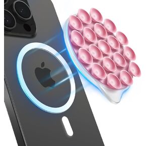 SAMADEX Silicone Suction Phone Case Magnetic Phone Mount, Silicon Hands-Free Phone Accessory for iPhone and Android, Mirror Shower Phone Holder, Tiktok Videos and Selfies (Black)
