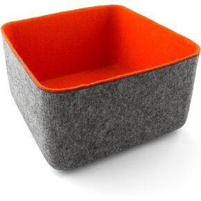 Three by Three Seattle Get Organized with Colorful Two-Tone 'felt-like-it!' Bin: Perfect for Office, Craft Room, Classroom, Living Room, Bedroom Storage, and More (Orange)