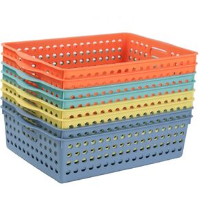8 Pack Plastic Storage Baskets , Small Pantry Baskets for Organizing, Woven Basket Organizer Basket Bins for Shelves, Organizer and Storage for Bathroom, Bedrooms, Kitchens (Multicolour 8PCS) in Kuwait
