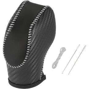 X AUTOHAUX Car Faux Leather Gear Shift Knob Cover for Ford Focus Escape Fusion Fiesta Transit Van Carbon Fiber Pattern Black